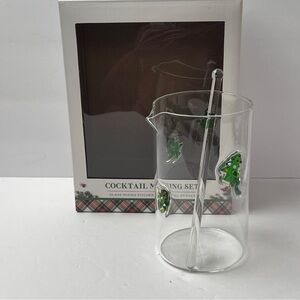 Glass Cocktail Mixing Set with Green Tree Design